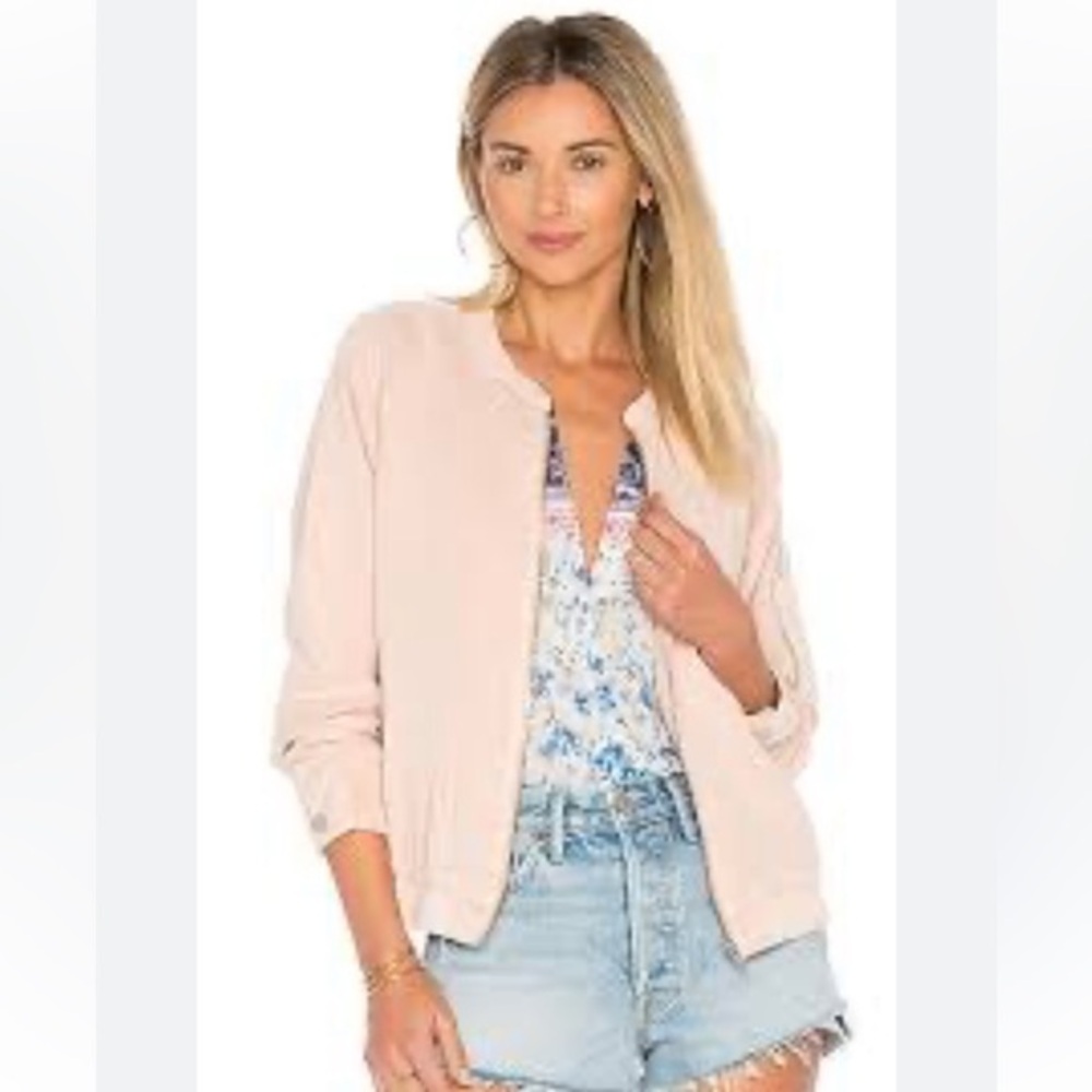 SANCTUARY M Pilot Bomber jacket in soft  pale pink w cuffed sleeves, waist